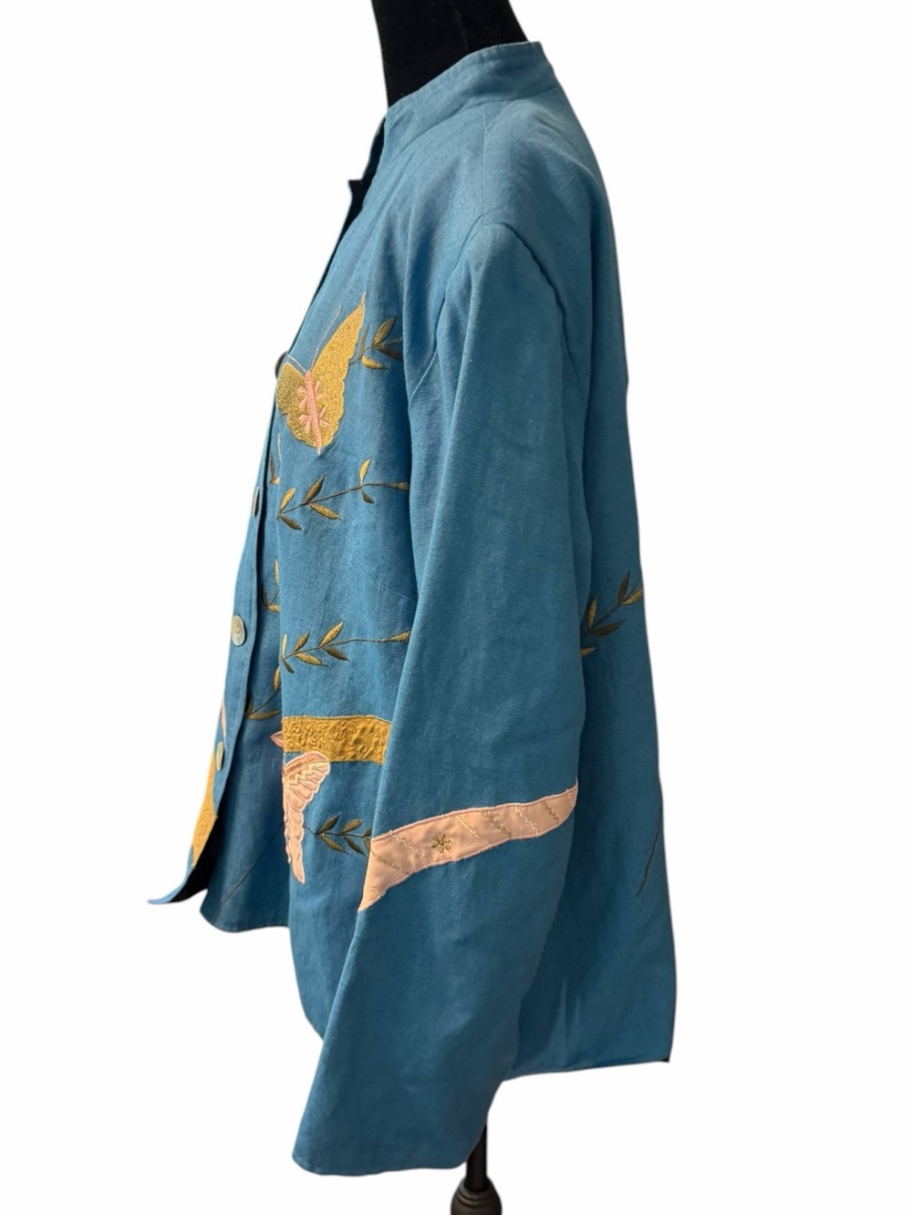 Vintage Alex Kim Butterfly Embroidered Jacket Blue Art to Wear XL 1X - Picture 5 of 12